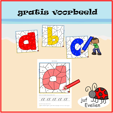 Lesmateriaal abc letters zoeken zomer voorbeeld van auteur juf Evelien