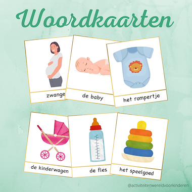 Lesmateriaal Hoera een baby - woordkaarten van auteur Nanny Melissa