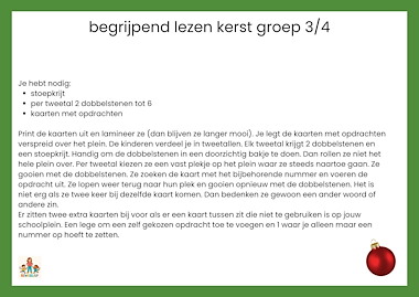 Lesmateriaal begrijpend lezen Kerst bewegend leren van auteur de beweegjuf slide 1