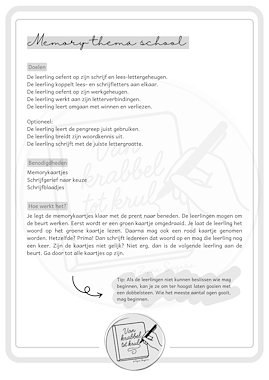 Lesmateriaal Woordmemory thema school van auteur Van krabbel tot krul slide 4