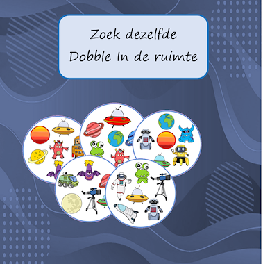 Lesmateriaal Zoek dezelfde (Dobble) In de ruimte van auteur Jabbedabbedoe