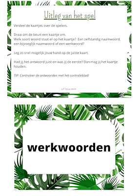 Lesmateriaal Spel woordsoorten van auteur Juf Tessa deelt slide 2