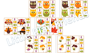 Lesmateriaal knijpkaarten richtingen - thema herfst van auteur Little Play Friends slide 2