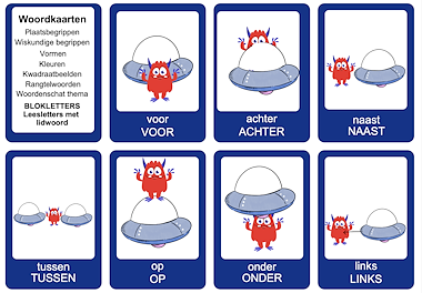 Lesmateriaal Thema ruimte : woordkaarten van auteur Juf Katy