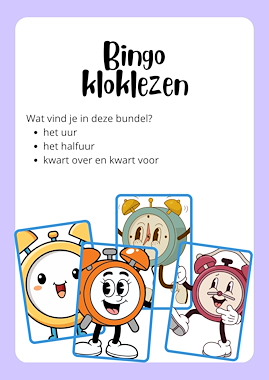 Lesmateriaal Bingo klok - het uur, het halfuur, het kwartier  van auteur Speelwijs slide 1