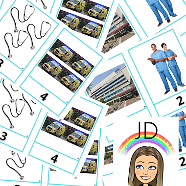Lesmateriaal Telkaarten ziekenhuis, apotheek, au van auteur De klas van juf Daisy slide 1