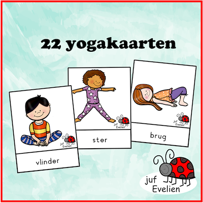 Lesmateriaal 22 yogakaarten van auteur juf Evelien