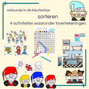 Lesmateriaal sorteren 4 activiteiten waaronder tovertekeningen van auteur katrotje