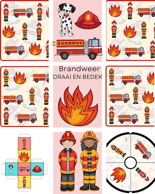 Lesmateriaal Brandweer: draai / rol en bedek van auteur Little Play Friends