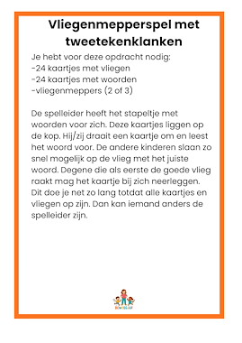 Lesmateriaal Vliegenmepperspel tweetekenklanken van auteur de beweegjuf slide 3
