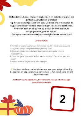 Lesmateriaal Sinterklaas Getallen Memory – Tellen en Hoeveelheden Matchen van auteur Juf_C slide 2