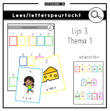 Lesmateriaal Lijn 3 | Thema 1 | Lees/letterspeurtocht van auteur Juf Shanna