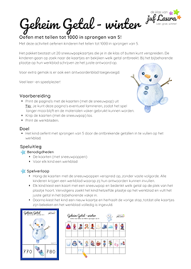 Lesmateriaal Winter - Geheim Getal - Tellen tot 1000 in sprongen van 5 van auteur De klas van juf Laura slide 4