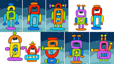 Lesmateriaal robots plasticinekaarten van auteur Little Play Friends slide 2