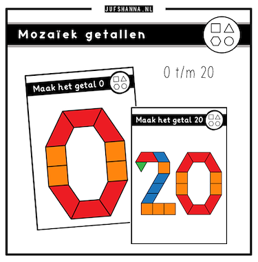 Lesmateriaal Rekenen | Kaartjes mozaïek getallen (tot 20) van auteur Juf Shanna