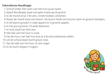 Lesmateriaal Sprookjes - tekendictee (Roodkapje) van auteur De kleuters van juf Naomi slide 2