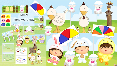Lesmateriaal kip-ei-kuiken-pasen-lente: Fijne motoriek bundel van auteur Little Play Friends