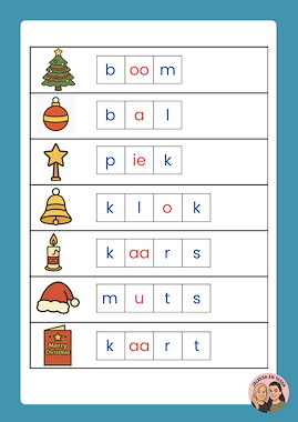 Lesmateriaal Voorbeeldkaarten letterblokjes van auteur Juf Jaleesa en juf Tessa slide 3