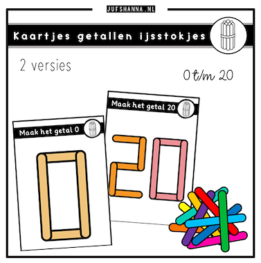 Lesmateriaal Getallen | Kaartjes getallen ijsstokjes van auteur Juf Shanna