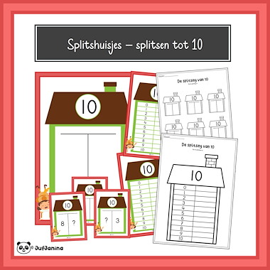 Lesmateriaal splitshuisjes - splitsen tot 10 (Sinterklaas) van auteur Juf Janina slide 1