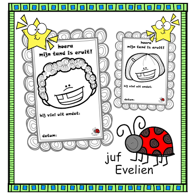 Lesmateriaal kleurplaat mijn tand is eruit! van auteur juf Evelien