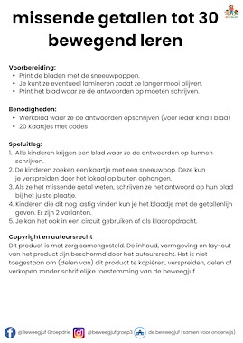 Lesmateriaal Missende getallen tot 30 bewegend leren winter van auteur de beweegjuf slide 3