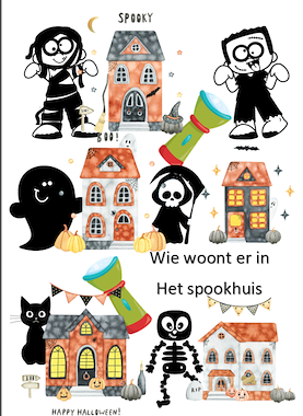 Lesmateriaal Wie woont er in het spookhuis - zaklamp-zoekspel van auteur Little Play Friends