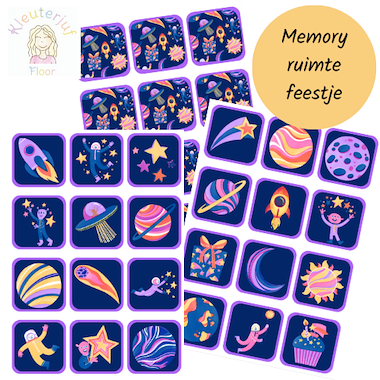 Lesmateriaal Memory ruimte feestje van auteur Kleuterjuf_floor
