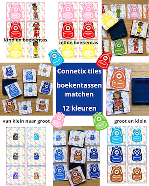 Lesmateriaal Boekentasjes - kleuren matchen - Connetix Tiles van auteur Little Play Friends slide 3