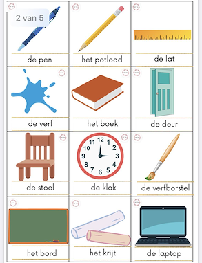 Lesmateriaal Woordkaarten schoolmaterialen van auteur Juf Yas slide 2