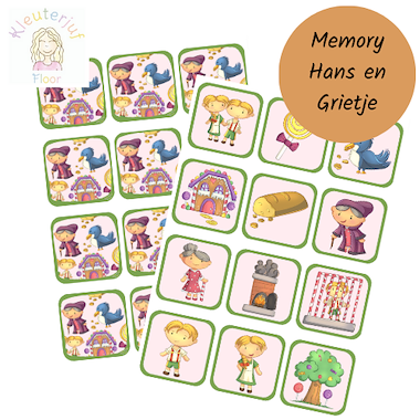 Lesmateriaal Memory Hans en Grietje van auteur Kleuterjuf_floor slide 1