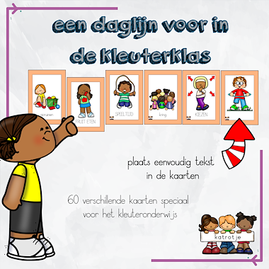 Lesmateriaal een daglijn voor in de kleuterklas (oranje rand) van auteur katrotje