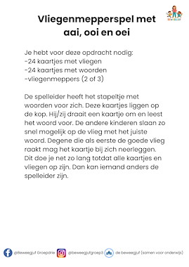 Lesmateriaal Vliegenmepperspel aai, ooi, oei van auteur de beweegjuf slide 3