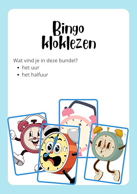 Lesmateriaal Bingo klok - het uur & het halfuur van auteur Speelwijs slide 1