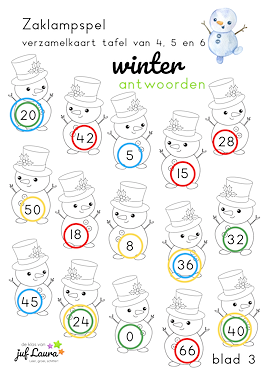 Lesmateriaal Winter - Zaklampspel - Tafel van 4 t/m 6 van auteur De klas van juf Laura slide 4