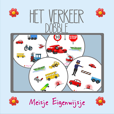 Lesmateriaal Het verkeer - Dobble 32 kaarten van auteur Meisje Eigenwijsje