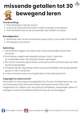 Lesmateriaal Missende getallen tot 30 bewegend leren carnaval van auteur de beweegjuf slide 3