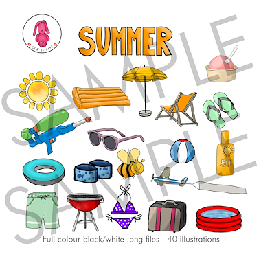 Lesmateriaal Zomer - Clip art (rechtenvrij te gebruiken) van auteur LDN Clipart slide 2