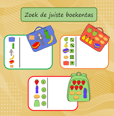 Lesmateriaal Zoek de juiste boekentas van auteur Jabbedabbedoe