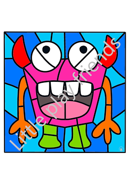 Lesmateriaal Kleuren naar voorbeeld thema monsters van auteur Little Play Friends slide 2