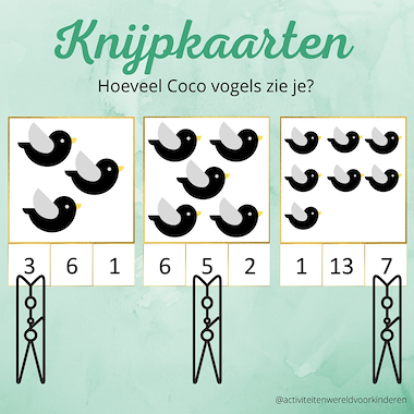 Lesmateriaal Coco kan het! - Knijpkaarten tellen 1-6 van auteur Nanny Melissa