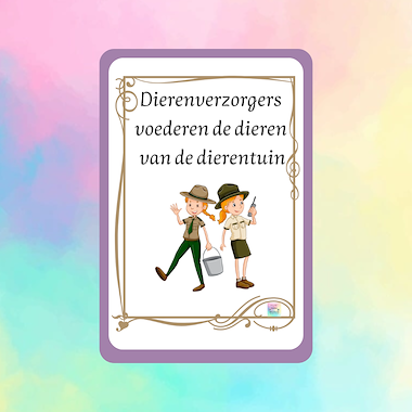 Lesmateriaal dierenverzorgers voederen de dieren van de dierentuin van auteur kleuterwereldjes van roxillien