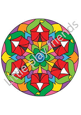 Lesmateriaal Kleuren naar voorbeeld/mandala thema circus van auteur Little Play Friends slide 3
