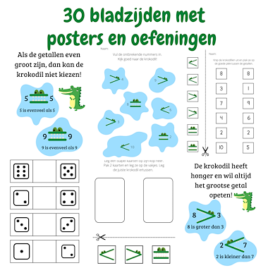 Lesmateriaal Groter dan, kleiner dan krokodil  | Rekenen Rekentekens van auteur My Teacher Shares slide 2