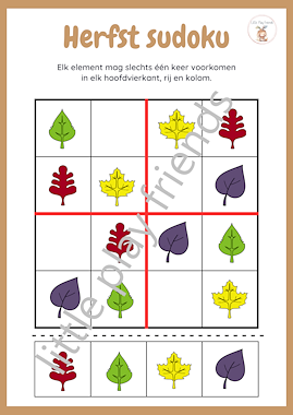 Lesmateriaal sudok's rond de herfst van auteur Little Play Friends slide 3