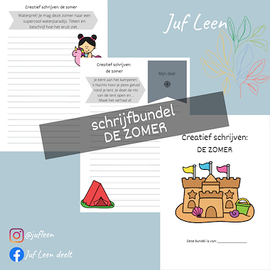 Lesmateriaal Schrijfbundel: DE ZOMER (creatief schrijven) van auteur Juf Leen slide 2