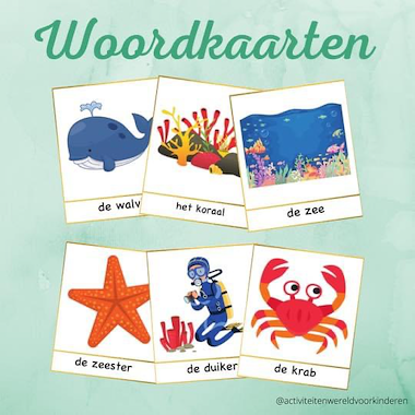 Lesmateriaal Onderwaterwereld - woordkaarten van auteur Nanny Melissa