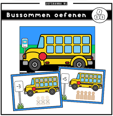 Lesmateriaal Rekenen | Bussommen oefenen van auteur Juf Shanna