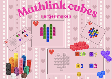 Lesmateriaal Thema valentijn:hartjes van mathlink cubes van auteur Juf Katy
