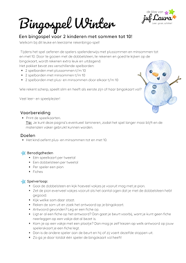 Lesmateriaal Winter - Bingospel voor 2 - Sommen t/m 10 van auteur De klas van juf Laura slide 4